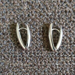 Graphic Silver Lever Back Drop Earrings Minimalist Sleek